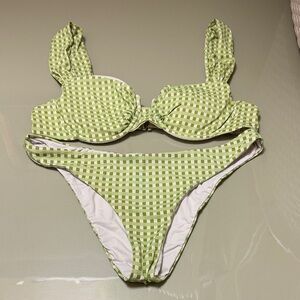 Dippin Daisys Green Gingham Two-Piece Bikini Set